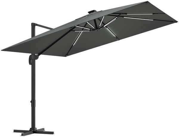 STEELSØN 'Lyrion' Sonnenschirm LED Solar 300x300 cm quadratisch, neigbar und 360-Grad drehbar, anthrazit, Ampelschirm inkl. Abdeckung, UV50+ Bild 12