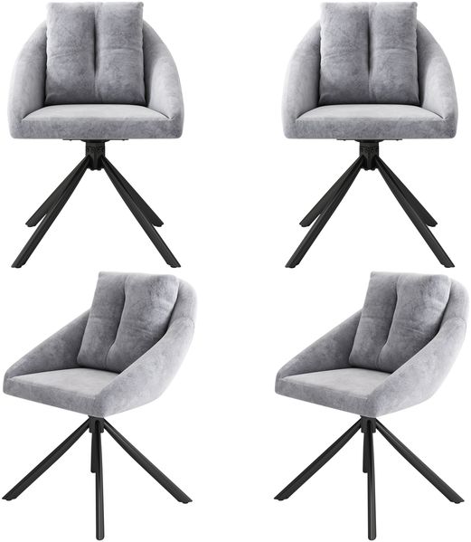 Stuhl 4er-Set, Standardgröße (siehe Abbildung), Grau, Samt, drehbar, ergonomisch,65x59x79 cm Bild 6