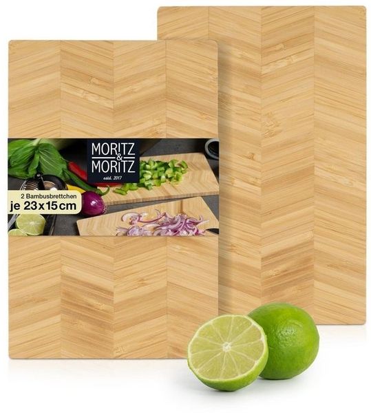 Moritz & Moritz Schneidebrett, 2er Set, Holz Schneidebrett, Bambus, 23 x 14,5 cm
