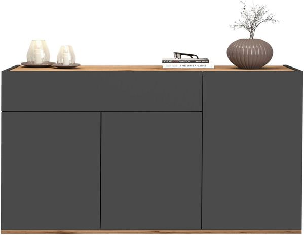 OTTO home Sideboard Garda, Kommode, Schrank, 3 Türen, 1 Schublade, Made in Italy, 3 Türen, 1 Schublade, grifflos Breite 120,1 cm, anthrazit/eiche matt Bild 4