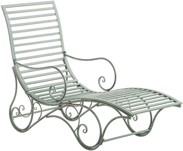 Gartenliege SENTA Antik - 58 x 140 x 101 cm, Metall, Antik-Grün | Sonnenliege Strandliege