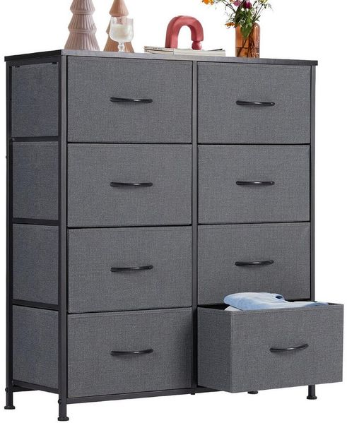 Refined Living Kommode Schubkastenkommode mit 2/4/5 /7/8/9 Schubladen stabilem Stahlrahmen (Sideboards mit Holzplatte und leicht zu ziehendem Griff für Schränke, wasserdicht Geeignet für Wohnzimmer, Kinderzimmer, Flur, Schlafzimmer), Große Kapazität, A...