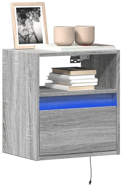 vidaXL TV-Wandschrank mit LED-Beleuchtung Grau Sonoma 41x31x45 cm 852323