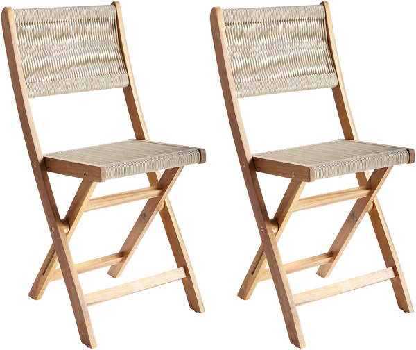 Gartenstuhl 2er Set PROSSEDI klappbar Akazienholz Beige