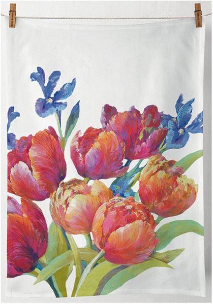 Ambiente® Geschirrtuch Tulips of joy, (2-tlg, 2-teilig), Geschirrtücher ca. 50x70 cm Baumwolle