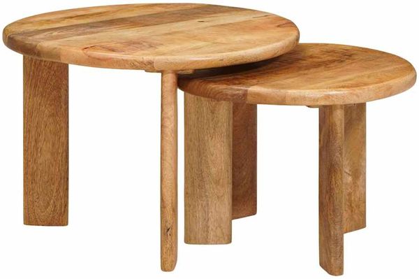 vidaXL Nesting-Couchtische 2 pcs Braun Massivholz Mango 4104647