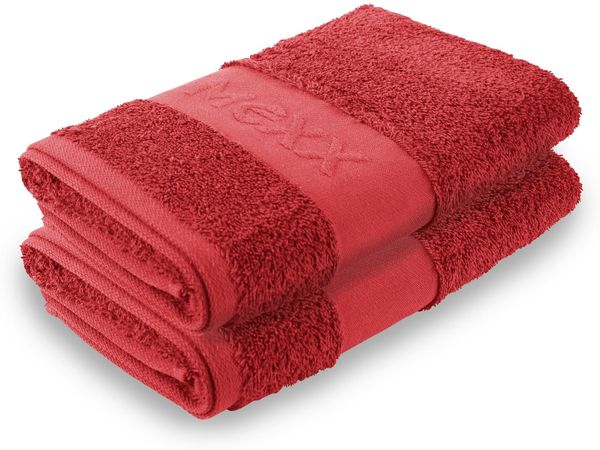 Mexx Handtuch ( 2er Pack / Rot ) 50x100cm, 100% Baumwolle - ÖKO-Tex , Saunatuch Premium Qualität 450gr/m², super saugfähig, schnell trocknend