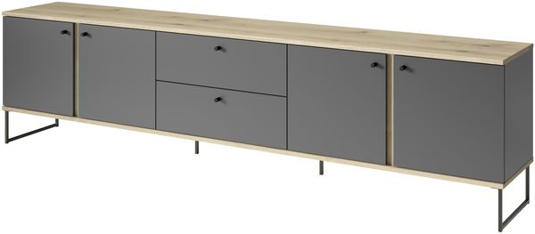 Lowboard >Kandoo< in Anthrazit / Evoke Oak Dekor - 225x59x38 (BxHxT)