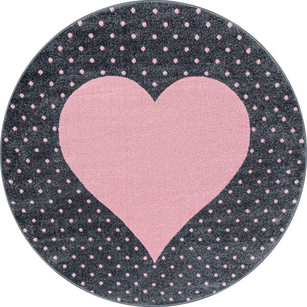 Kinder Teppich Bianca rund - 120 cm Durchmesser - Pink