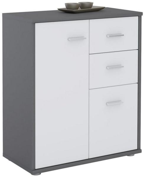 CARO-Möbel Kommode Locarno Highboard Bürokommode mit 2 Schubladen und 2 Türen in grau/weiß
