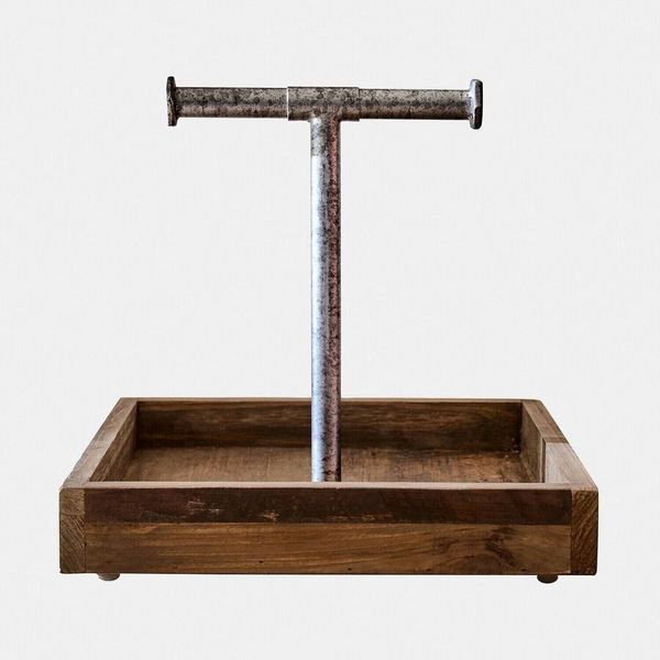 Mirabeau Tablett Tablett Farrowby braun, Wiederaufbereitetes Tannenholz, Griff: Eisen