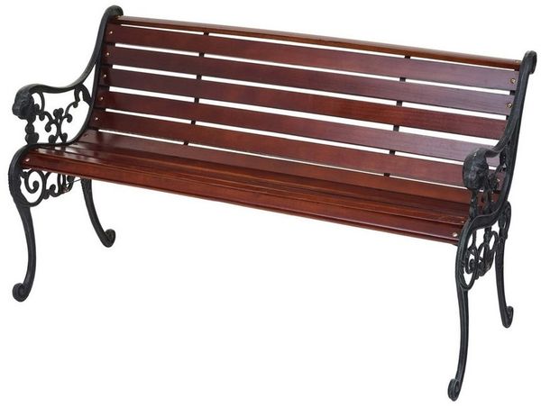 PROREGAL® Gartenbank Sitzbank Holzbank 2-/3-Sitzer Gusseisen Holz Braun/Hellbraun