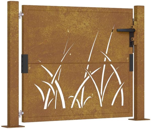 vidaXL Gartentor 100x75 cm Cortenstahl Gras-Design 153172 Bild 2
