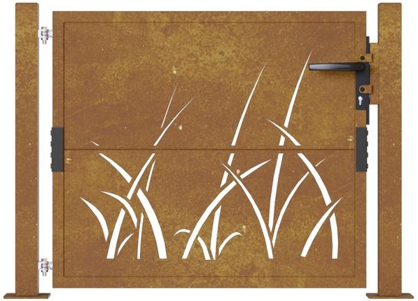 vidaXL Gartentor 100x75 cm Cortenstahl Gras-Design 153172 Bild 4