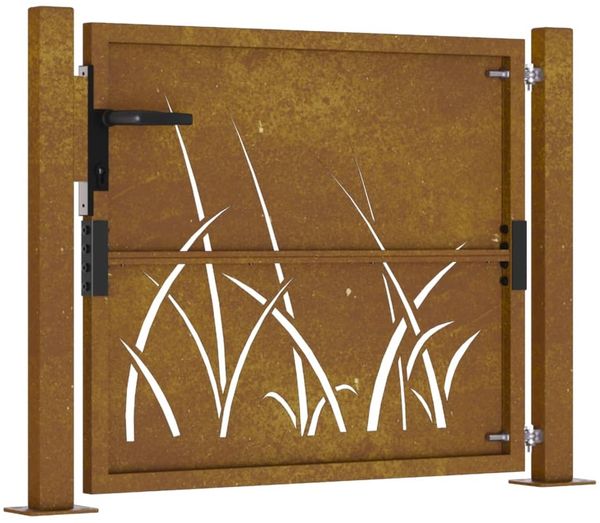 vidaXL Gartentor 100x75 cm Cortenstahl Gras-Design 153172 Bild 5