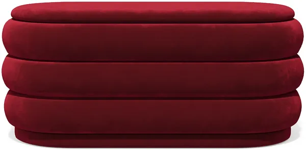 Vente-unique - ECAMBI Sitzbank StoffSamt Rot - B 47 cm x H 49 cm x L 112 cm