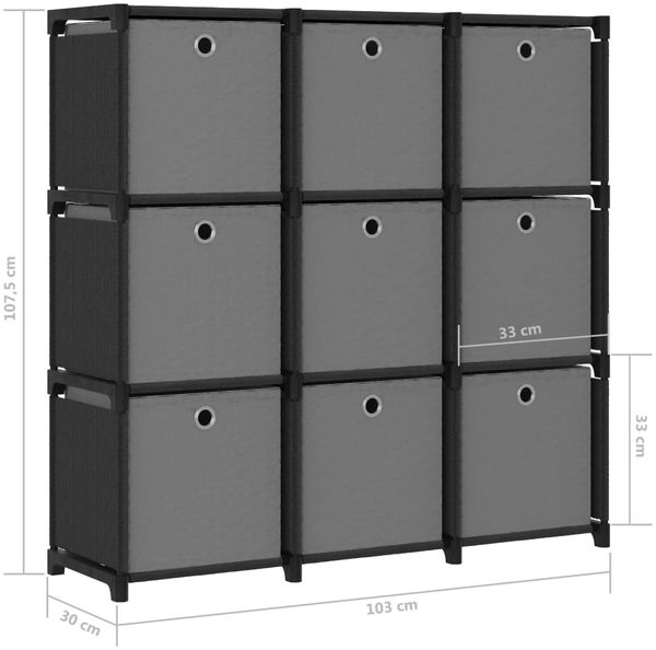 vidaXL Würfelregal mit 9 Boxen Schwarz 103x30x107,5 cm Stoff 322611 Bild 9