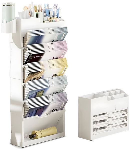 TUWENA Bücherregal Bewegliches Bücherregal am Schreibtisch, 5-stöckiges Roll-Bücherregal