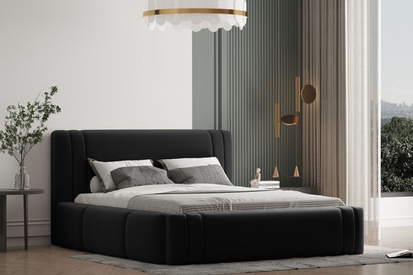 Polsterbett ROLF 180x200 mit Matratze, Bettkasten und Lattenrost. Farbe: VELUTTO 20