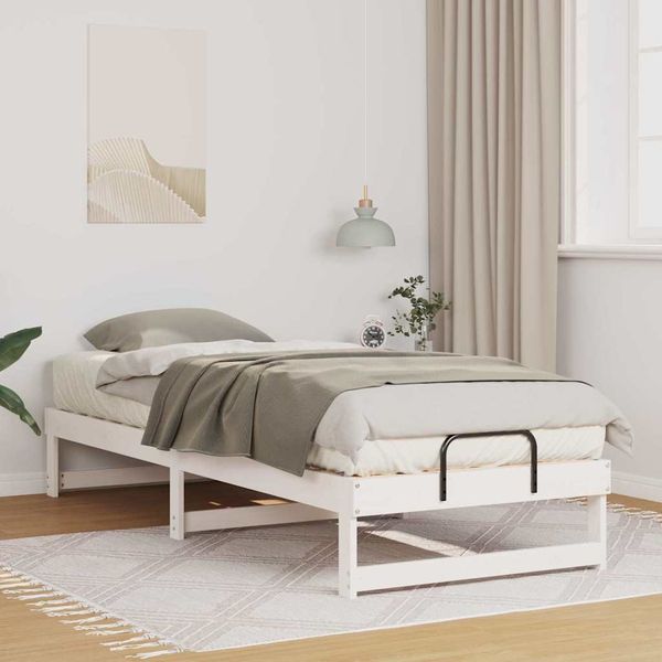 vidaXL Bettrahmen Weiß 90 x 210 cm Massives Kiefernholz 873161