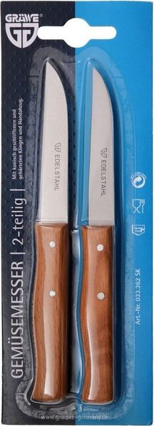 GRÄWE Universalküchenmesser, Gräwe 2er Gemüsemesser-Set mit Holzgriff, gerade Klinge