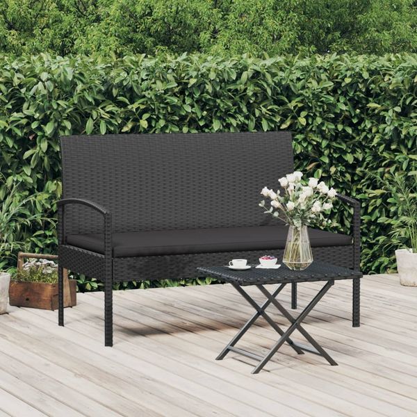 vidaXL Gartenbank mit Kissen Schwarz 105 cm Poly Rattan 362168