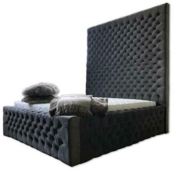 JVmoebel Polsterbett Betten Schwarz Hotel 180x200cm Bett Polster Möbel Doppel Hotel Schwarz, Made in Europa
