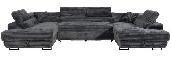 Labett Wohnlandschaft mit Schlaffunktion & Bettkasten GUSTAVO U-Form Sofa aus Cord