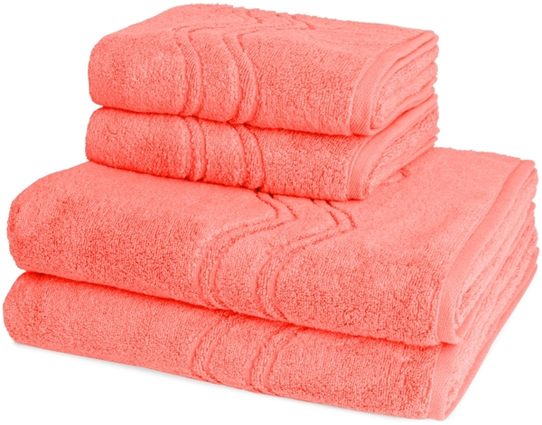 Ross Cashmere feeling 4 tlg. Frottier-Set - 2 X Handtuch (50 X 100cm), 2 X Duschtuch (75 X 140cm) - 520 g/m2 - Flamingo Bild 1