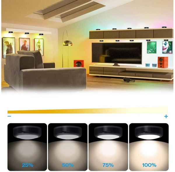 MUPOO LED Unterbauleuchte LED Nachtlicht RGB Touch Spots Dimmbar, 2 Stück, Timer mit Fernbedienung, Schränkeleuchten Batteriebetrieben