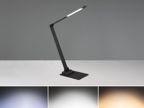 LED Schreibtischleuchte TRAVIS mit USB Ladefunktion, Schwarz, Höhe 71cm