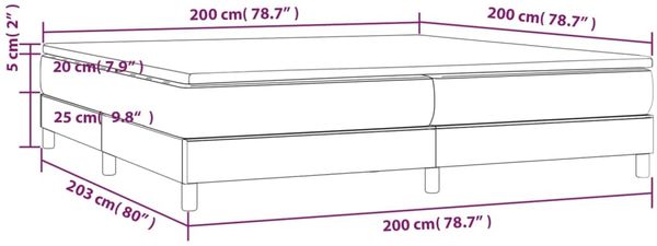 vidaXL Boxspringbett mit Matratze Hellgrau 200x200 cm Stoff, Härtegrad: H2 [3144199] Bild 10