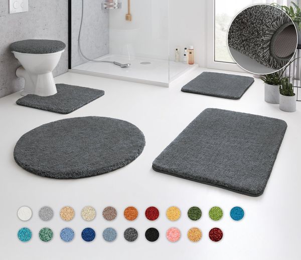 Kleine Wolke Badematte RELAX, Höhe 30 mm, rutschhemmend beschichtet, fußbodenheizungsgeeignet, Polyacryl, rechteckig, 2er-Set 55x65 cm / 70x120 cm, Badteppich, Uni Farben, rechteckig, rund & als Set erhältlich