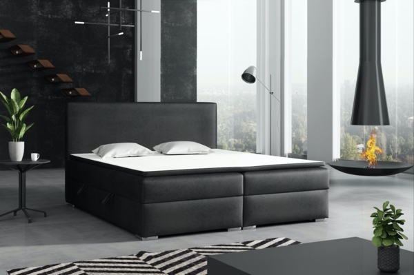 Boxspringbett DORIAN 140x200 cm Vintage Schwarz