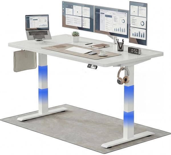 Devoko Höhenverstellbarer Schreibtisch 160x80 cm elektrisch, Höhenverstellung 63-128 cm mit Smart Control, 125 kg Tragkraft, für gesundes Arbeiten