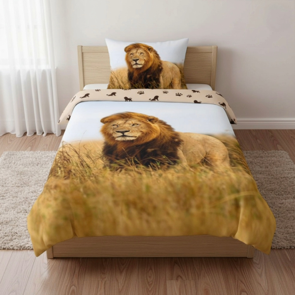 Bettwäsche Set Löwe Savanne Safari 2-teilig 135x200 cm 100% Baumwolle