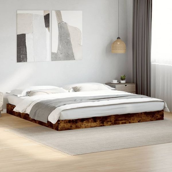 vidaXL Bettgestell ohne Matratze Räuchereiche 180x200 cm Holzwerkstoff 842004