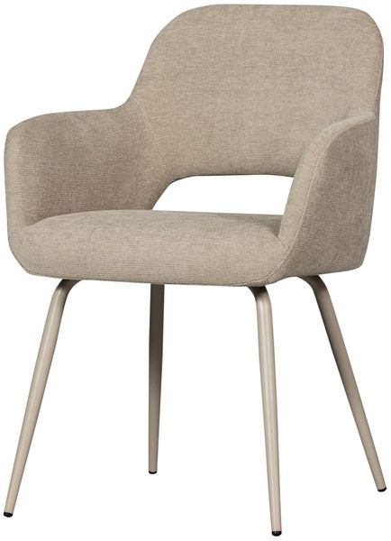 Esszimmerstuhl Jenny aus Webstoff, modernes Design, Natur, gepolstert, Metallgestell