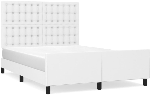 Bettgestell mit Kopfteil Kunstleder Weiß 140x190 cm [3125568]