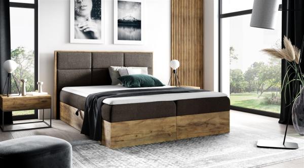 Boxspringbett Schlafzimmerbett BARTEL 180x200cm Stoff Braun inkl. Bettkasten