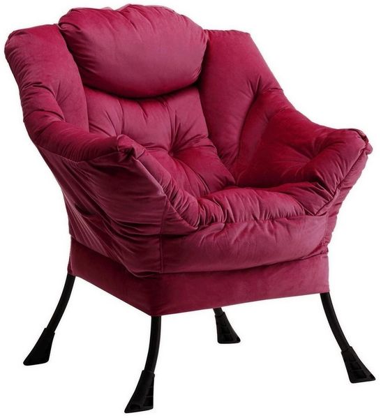 LuxusKollektion Ohrensessel Sessel Ohrensessel Relaxsessel Lesesessel Samt Armlehnen Rot