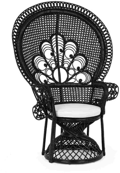 Sessel Peacock aus Rattan, Schwarz