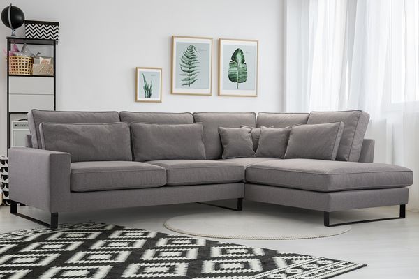 AX LIVING Ecksofa grau Castellio 314 cm – Wohnlandschaft L Form R