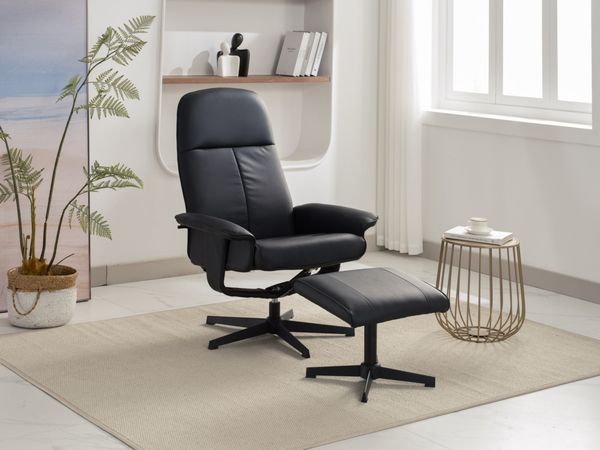 Relaxsessel mit Hocker HWP58-SCH schwarz