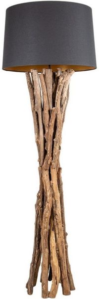 Levandeo® Stehlampe, Stehlampe 150cm Holz Natur Lampe Schwarz Holzlampe Unikat Treibholz