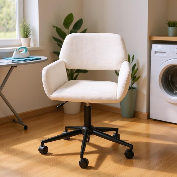 FurnitureR Beige Drehstuhl, Moderne Bügelstehhilfe, Höhenverstellbar, Komfortable Polsterung, Ideale Nutzung für Zuhause oder Büro