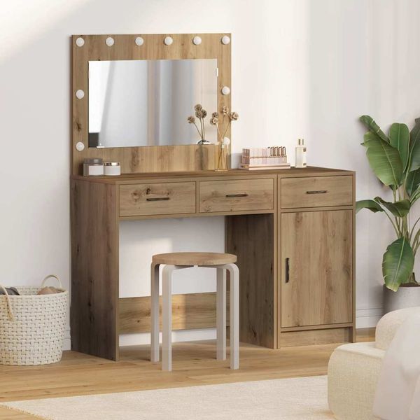 vidaXL Schminktisch mit Spiegelbeleuchtung 2 pcs Braun Holzwerkstoff 3334235