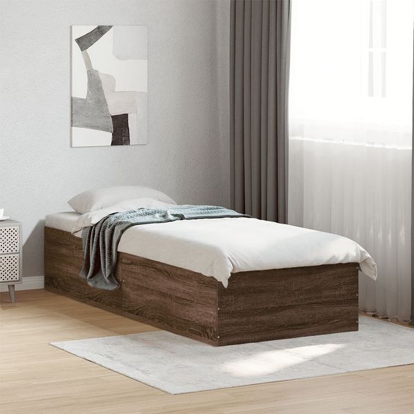 vidaXL Bettgestell ohne Matratze Braun Eiche 75x190 cm Holzwerkstoff 841992