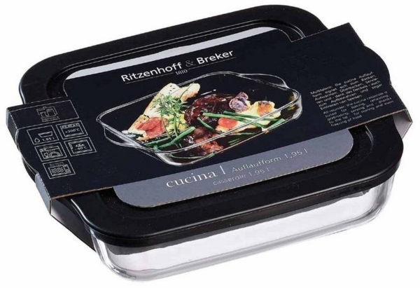 Ritzenhoff & Breker Cucina Auflaufform mit Frischhaltedeckel quadratisch 1,95 l