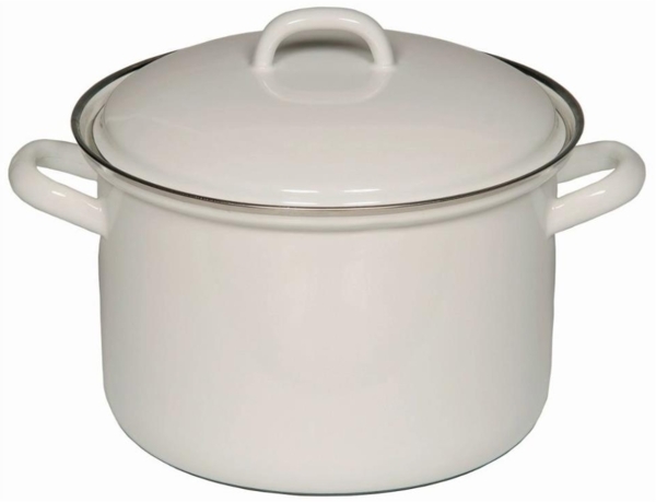 Riess Fleischtopf mit Deckel aus Emaille Weiss 18 cm